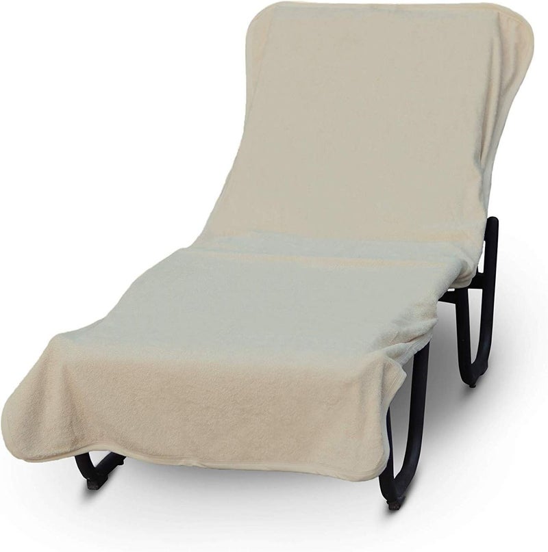 BC BARE COTTON Luxury Hotel Spa Towel Pool Chair Lounge Cover 100% Cotton | Soft Ring-Spun Cotton | Premium Quality | Absorbent | Oversized | Quick-Drying | Beach | Resort | Vacation | Beach Club | Poolside (Beige) - Image 1