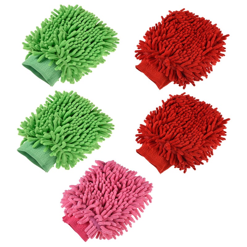 Kuber Industries Kuber Industries Gloves | Microfiber Cleaning Gloves | Chenille Mitts for Kitchen | 50 GSM Hand Duster for Kitchen | Hand Gloves for Car | Duster for Glass | Pack of 5 | Multi - Image 1