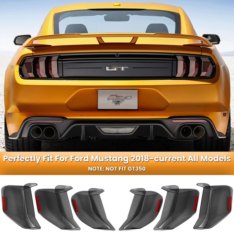 Generic E-cowlboy Tail Light Lamp Cover Guard Trim Frame Bezels Decoration for Ford Mustang 2018 2019 2020 2021 2022 Exterior Accessories (Smoked Black 6PCS)  - Image 2