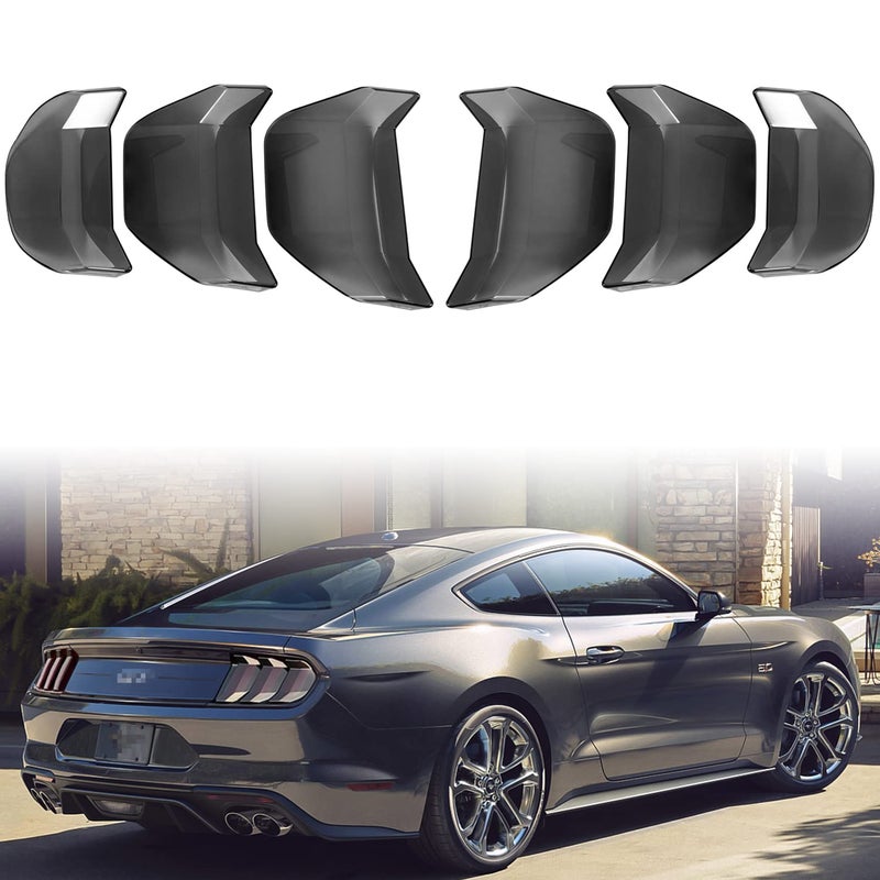 Generic E-cowlboy Tail Light Lamp Cover Guard Trim Frame Bezels Decoration for Ford Mustang 2018 2019 2020 2021 2022 Exterior Accessories (Smoked Black 6PCS)  - Image 1