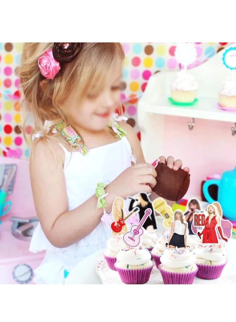 KASTWAVE 40Pcs Cupcake Decorations, Taylor Cupcake Cards, Food Safe Cake Toppers, Singer Party Decorations - Image 5