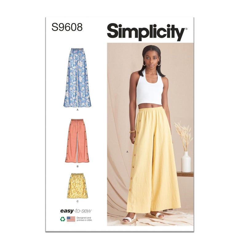 Simplicity SS9608D5 Misses' Skirt and Wide Leg Pants Sewing Pattern Packet, Design Code S9608, Sizes 4-6-8-10-12 - Image 1