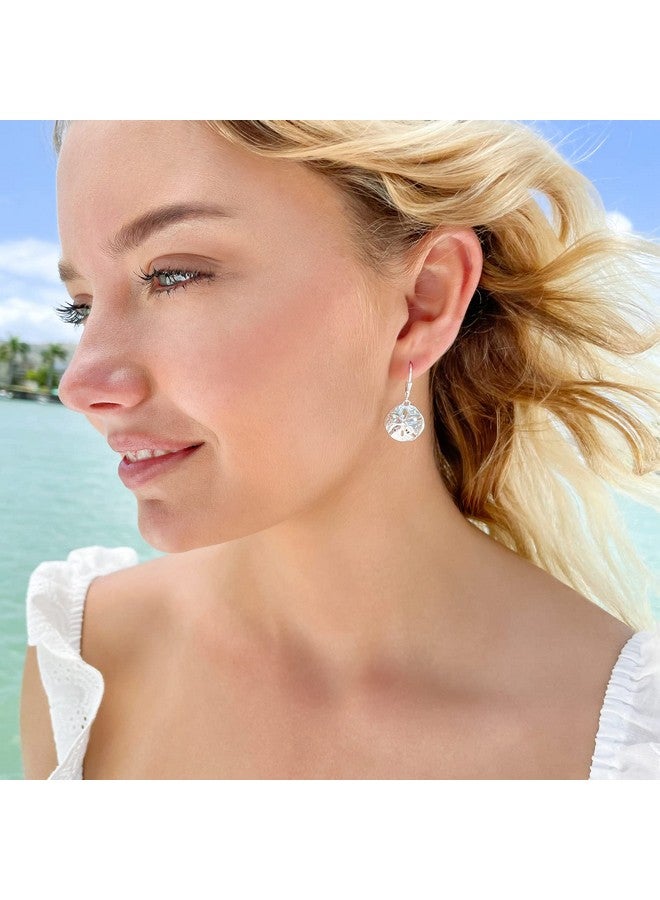 Hawaiian Silver Jewelry Sand Dollar Beach Earrings - Premium Sterling Silver Dangle Earrings - Beautiful Beach Earrings For Women - Comfortable And Lightweight - Reliable Closure - Image 3