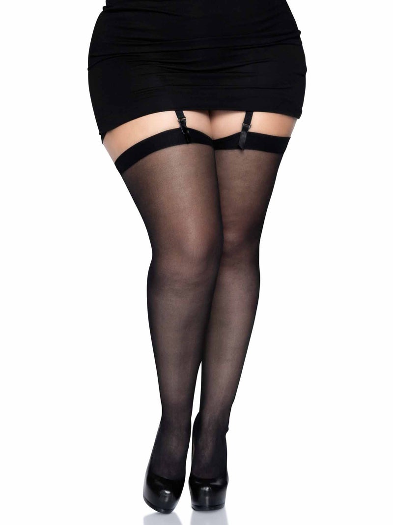 Leg Avenue womens Sheer Stockings Hosiery, Black, 1X US - Image 1