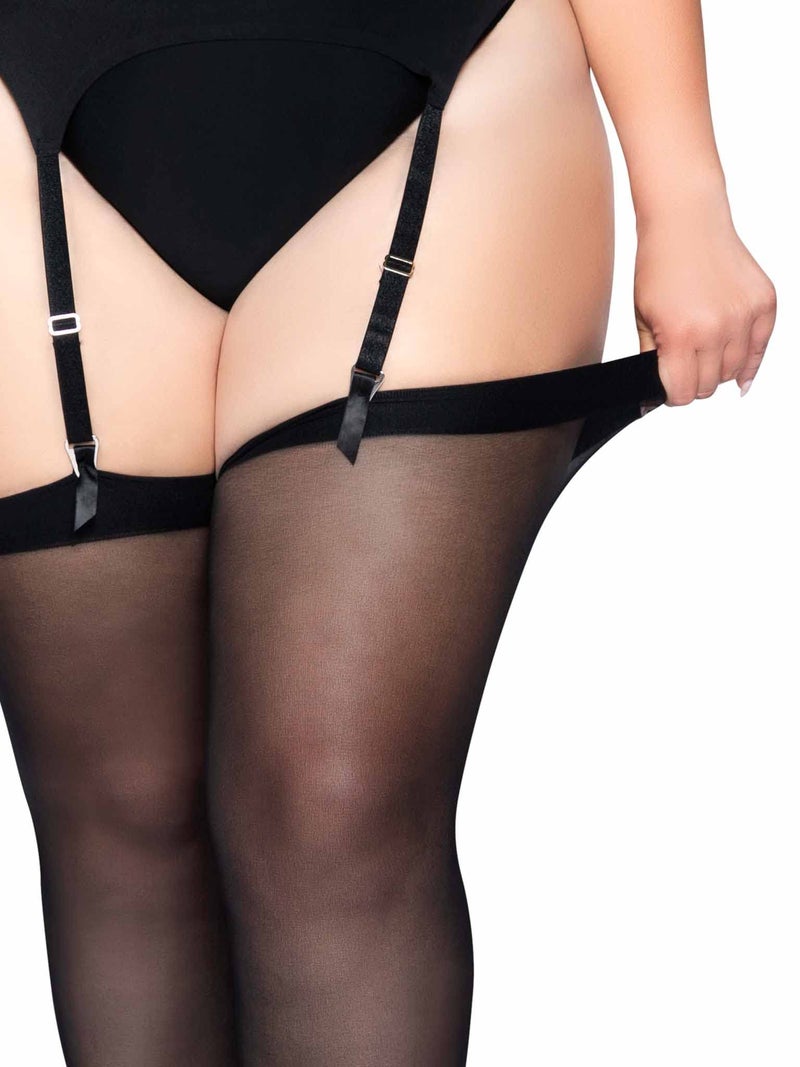 Leg Avenue womens Sheer Stockings Hosiery, Black, 1X US - Image 2