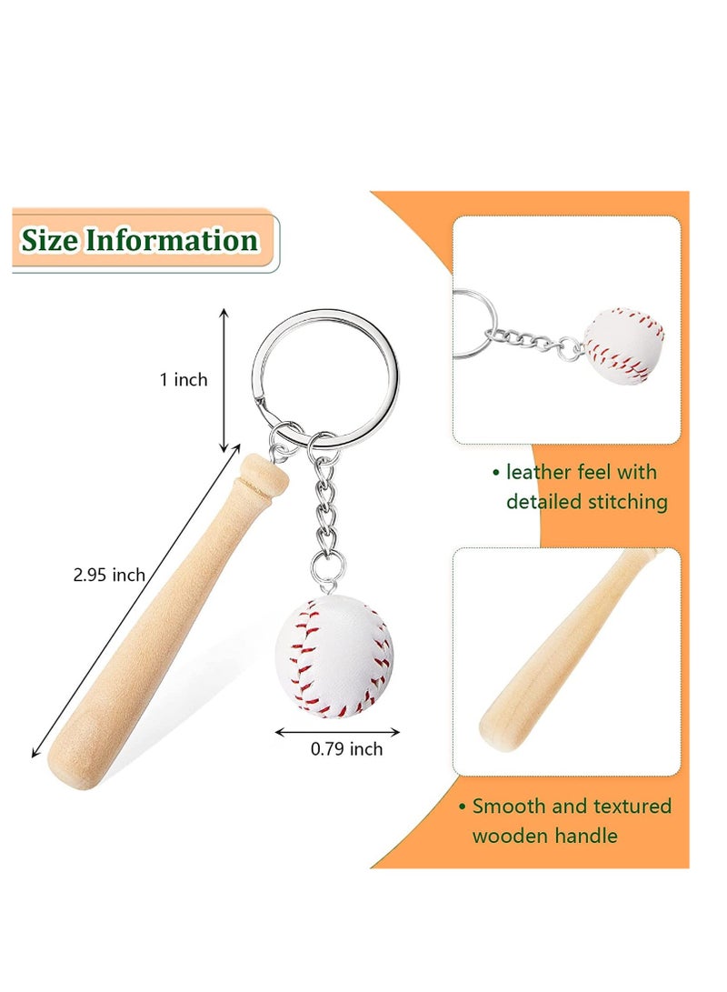 SYOSI Mini 3Inch Wooden Bat with Baseball Keychain, for Kids Age 8, Set Of 12 –Perfect for Team Giveaways, Sports & Souvenir Favors, Victory Parties, Gifts for Athletes, Moms, Dads & Coaches - Image 1