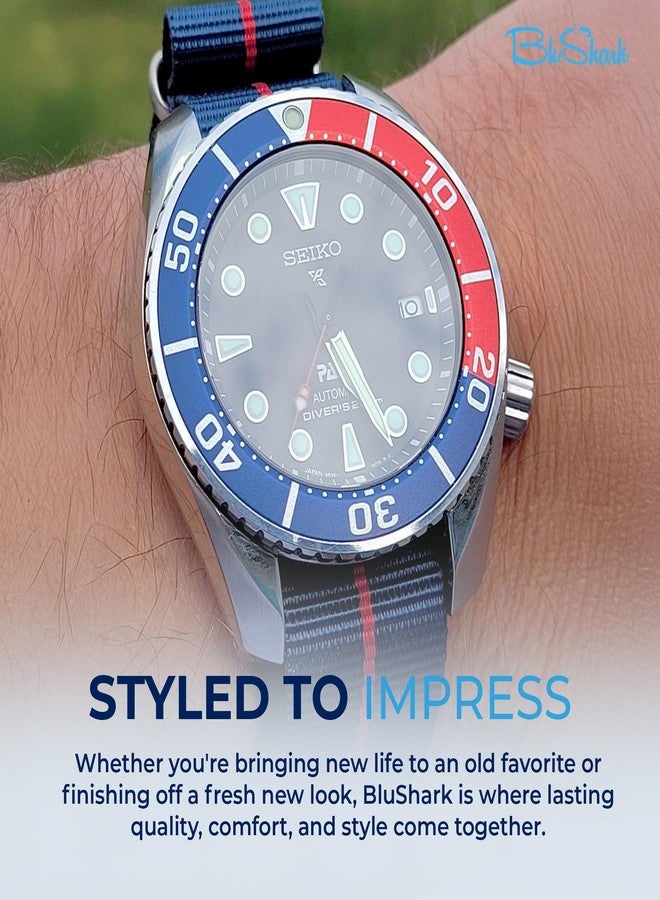 BluShark, Original Collection Military-Style Waterproof Watch Strap, Fits All Timepiece Brands, Durable Nylon Wristwatch Accessories with Stainless Steel Buckle - 18mm, 20mm, 22mm & 24mm Watch Bands - Image 5
