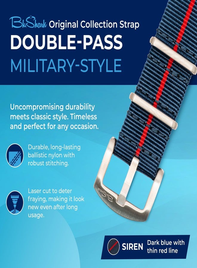 BluShark, Original Collection Military-Style Waterproof Watch Strap, Fits All Timepiece Brands, Durable Nylon Wristwatch Accessories with Stainless Steel Buckle - 18mm, 20mm, 22mm & 24mm Watch Bands - Image 2