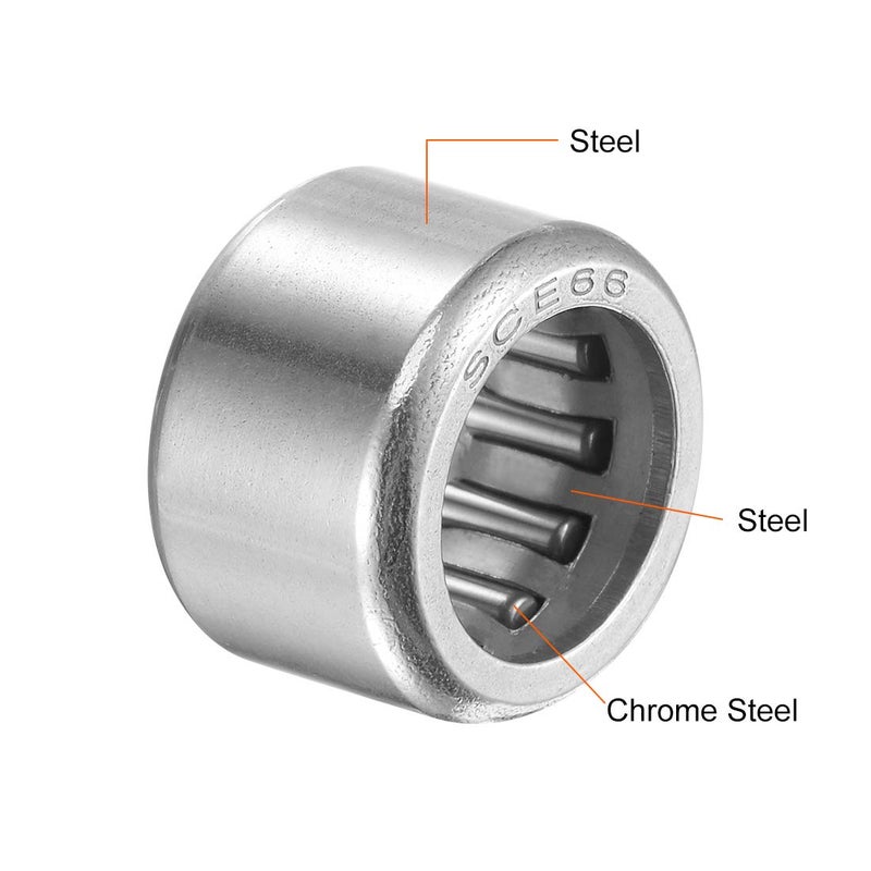 uxcell SCE66 Needle Roller Bearings 3/8-inch Bore 9/16-inch OD 3/8-inch Width Chrome Steel Open End 2pcs - Image 3