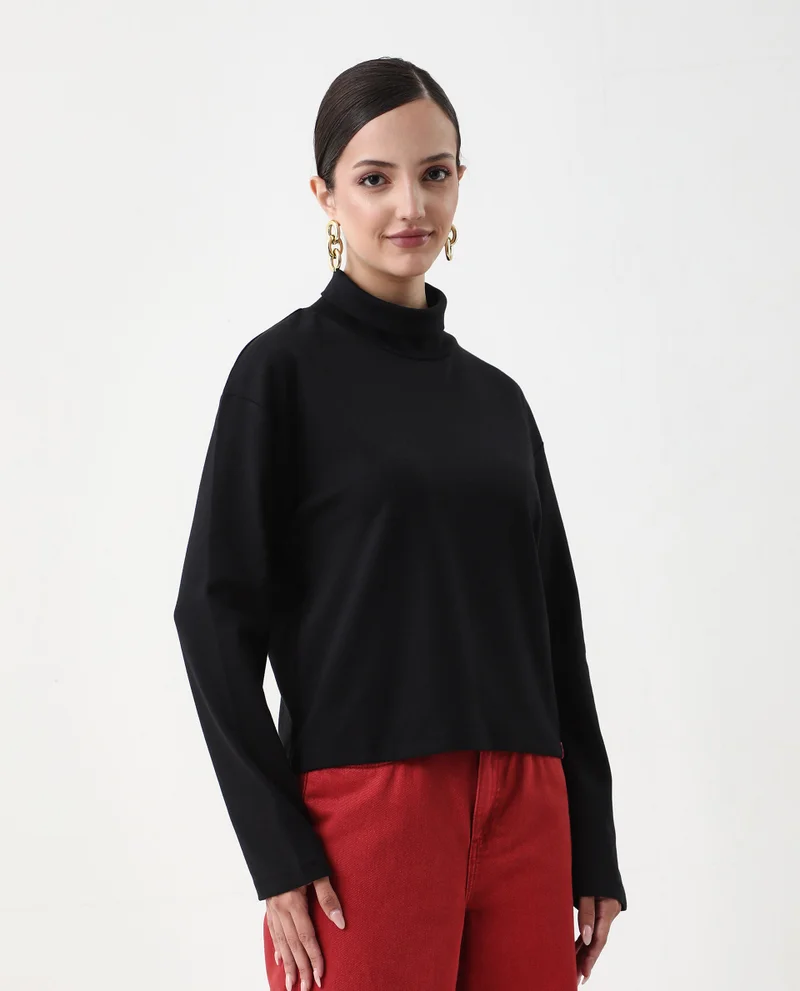 Rareism Women's High Neck Full Sleeve Top
