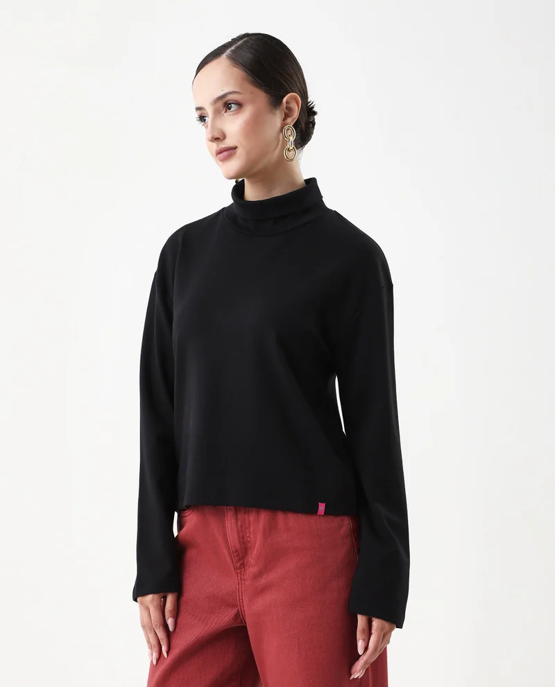 Rareism Women's High Neck Full Sleeve Top