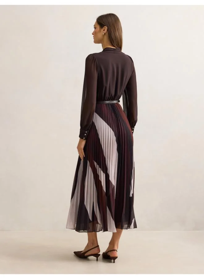 forever new Anya Long Sleeve Pleated Midi