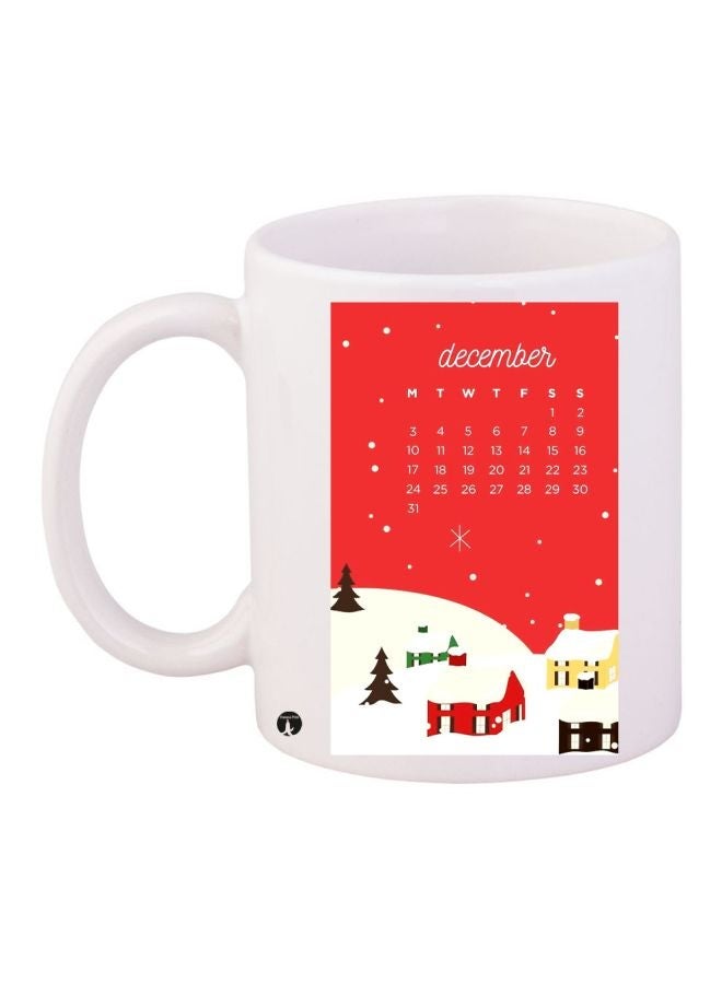 RYN December Printed Coffee Mug White/Red/Green 11ounce