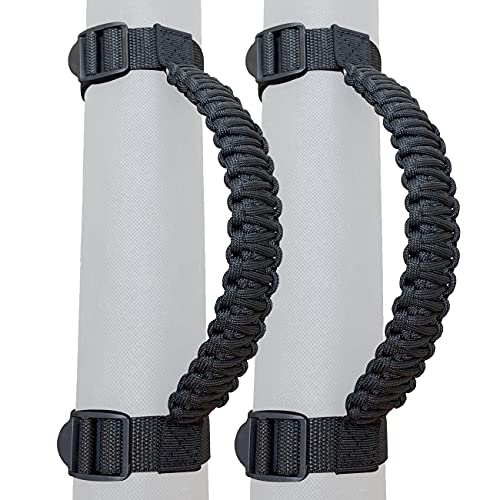 ROMASO Roll Bar Grab Handles for Jeep Grab Handles for Jeep Wrangler YJ TJ JK JKU JL JLU 1987-2024 Paracord Grab Handle 250 Pounds Load,Black - Image 1