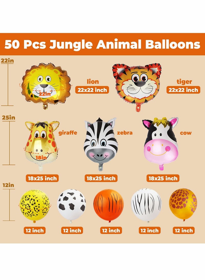 Excefore Jungle Safari Animals Foil Balloons Zoo Animal Balloons Kit For Jungle Safari Animals Theme Baby Shower Birthday Party Decorations Kids Gift Birthday Party Décor, Helium or Air - Image 2
