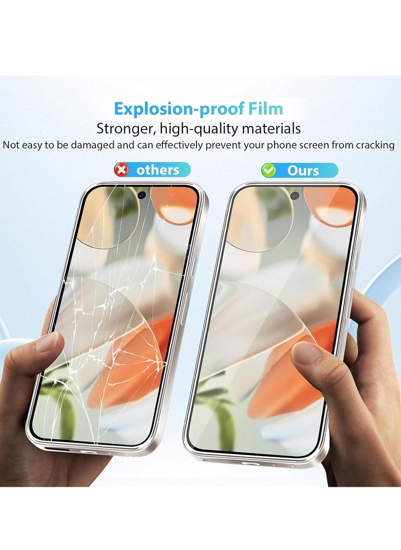 Screen Protector for Google Pixel 9 Pro [2 Pack] Glass Screen Protector + [2 Pack] Lens Protector 9H Hardness Tempered Glass Film Scratch Resistant Ultra Clear Bubble-Free for Pixel 9 Pro  - Image 3