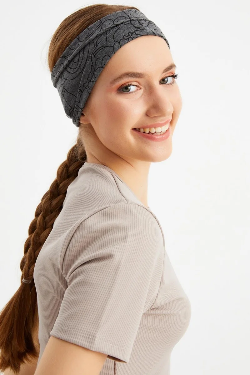 بوتيكجيز Smoked Women's Double-Sided Use Alternative, Cotton Combed Combed, Non-Slip, Lightweight, Sports Hair Band Bandana