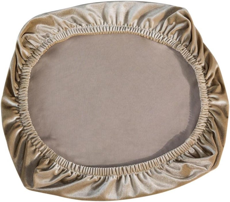 klarako Stretch Velvet Dining Room Seat Cover Slipcovers Wedding Party Decor, Khaki - Image 1