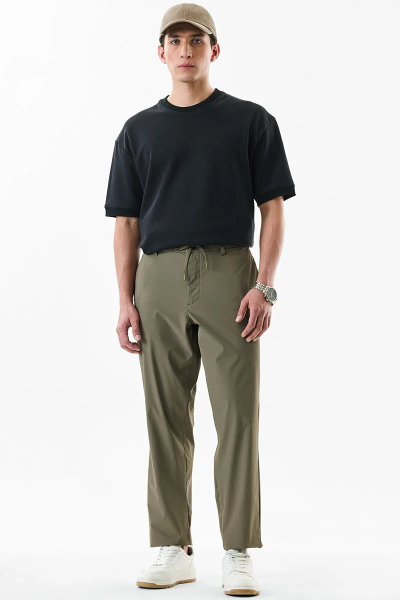 SNITCH Regular Fit Stretch Olive Trousers
