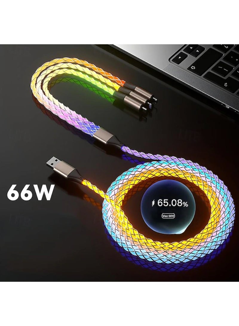 كابل شحن سريع 3 في 1 بإضاءة RGB LED، من USB-A إلى Type-C / Lightning / Micro USB - Image 2