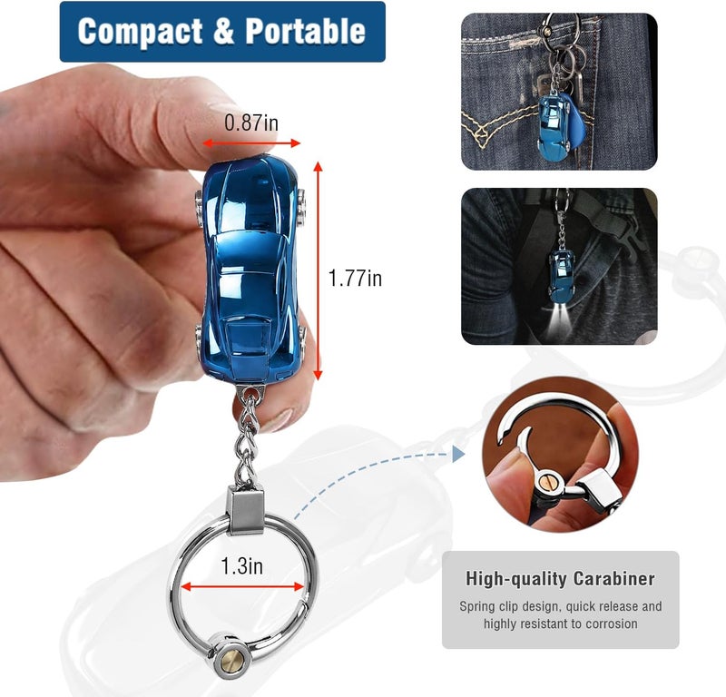 SOMGEM Creative Key Chain Car Keychain Flashlight with 2 Modes LED Lights 2 in 1 Car Key Chain Ring for Office Backpack Purse Charm,Great Gift for Men or Women - Image 5