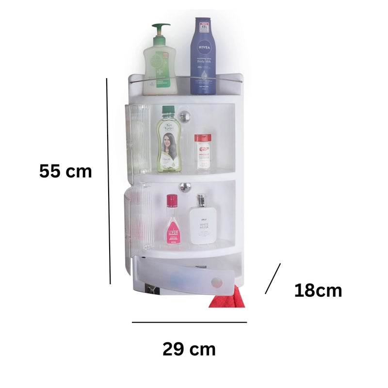 CIPLA PLAST Crystal Bathroom Corner Cabinet Ivory Wall Mounted Multipurpose Bathroom Cabinet with Shelf Organizer - Image 2