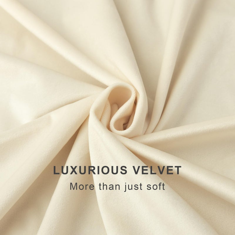 Pitalk Cream Beige Velvet Curtain 84 Inch Length 2 Panel Back Tab Pocket Solid Soft Textured Luxury Drape Sound Reducing Light Filtering Thermal Insulated Living Room Darkening Curtain for Bedroom 52x84 Long - Image 2