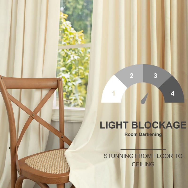 Pitalk Cream Beige Velvet Curtain 84 Inch Length 2 Panel Back Tab Pocket Solid Soft Textured Luxury Drape Sound Reducing Light Filtering Thermal Insulated Living Room Darkening Curtain for Bedroom 52x84 Long - Image 5