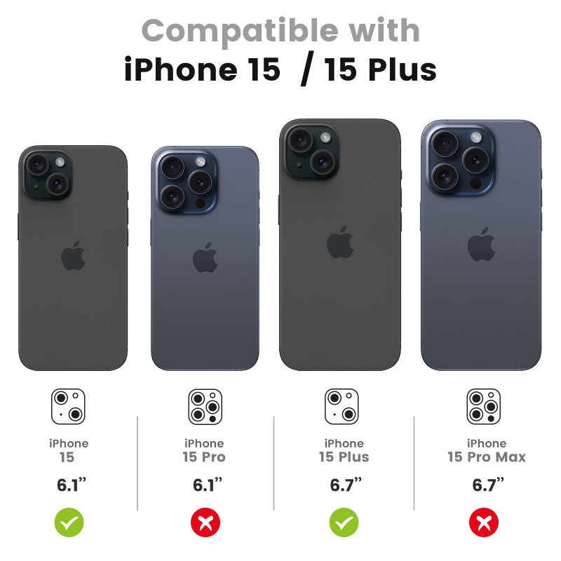 Tensea for iPhone 15 / iPhone 15 Plus Camera Lens Protector, 9H Tempered Glass Camera Cover Screen Protector, HD Clear, Metal Individual Ring for iPhone 15 6.1 inch/iPhone 15 Plus 6.7 inch 2023 - Image 2