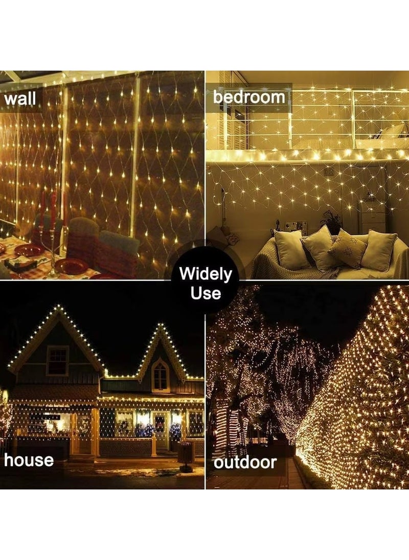 ماركة غير محددة - شبكة إضاءة LED رمضانية مكونة من 320 مصباح، مقاومة للماء بحجم 1.5×1.5 متر، مثالية لتزيين المنزل والحديقة. مناسبة لزينة رمضان، الكريسماس، وحفلات الزفاف، تضيف أجواء ساحرة للمناسبات - Image 1