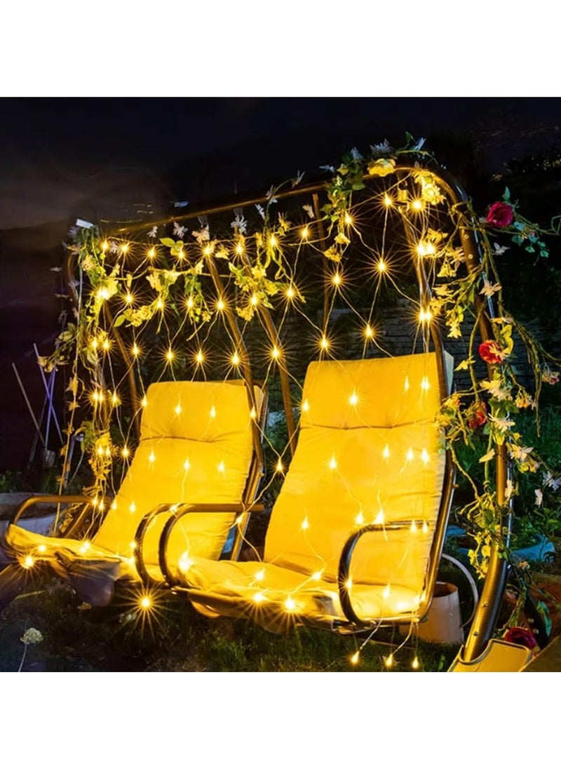 ماركة غير محددة - شبكة إضاءة LED رمضانية مكونة من 320 مصباح، مقاومة للماء بحجم 1.5×1.5 متر، مثالية لتزيين المنزل والحديقة. مناسبة لزينة رمضان، الكريسماس، وحفلات الزفاف، تضيف أجواء ساحرة للمناسبات - Image 1