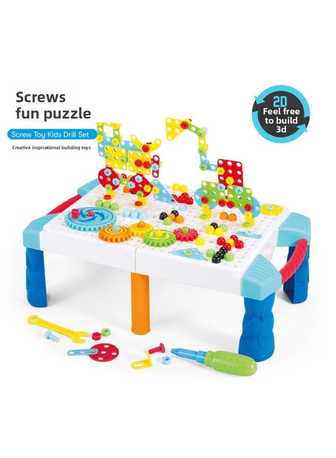 【Products】 With Electric Drill Screw Assembling And Assembling Building Blocks Jigsaw Puzzle Children's Early Education Intelligence Assembling Toys-Color:338 With Electric Manual Deluxe Edition Ass - Image 2