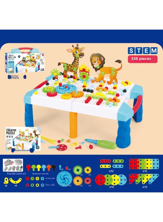 【Products】 With Electric Drill Screw Assembling And Assembling Building Blocks Jigsaw Puzzle Children's Early Education Intelligence Assembling Toys-Color:338 With Electric Manual Deluxe Edition Ass - Image 1