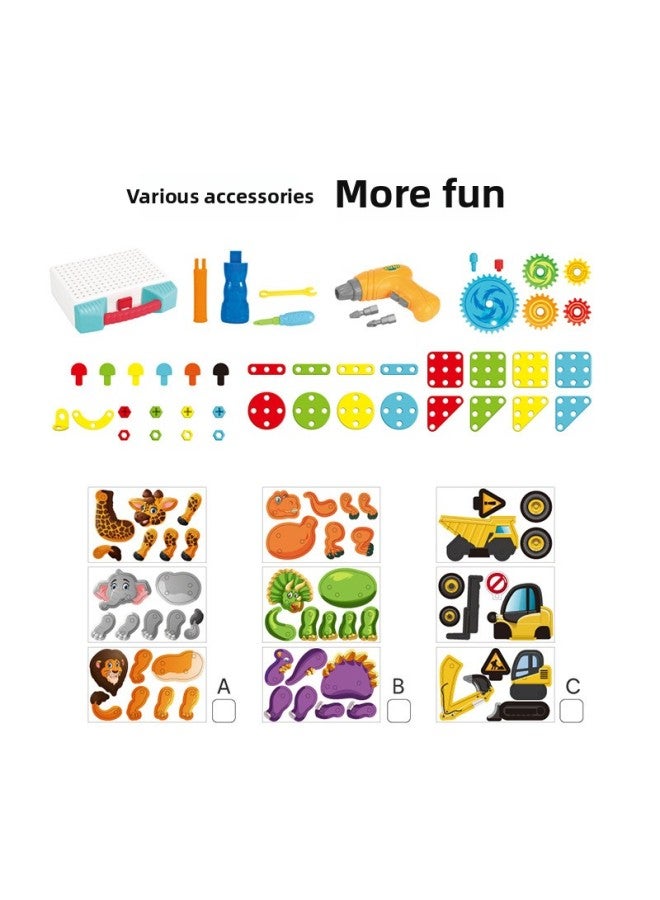 【Products】 With Electric Drill Screw Assembling And Assembling Building Blocks Jigsaw Puzzle Children's Early Education Intelligence Assembling Toys-Color:338 With Electric Manual Deluxe Edition Ass - Image 4