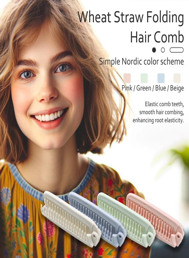 Kootinn 4 PCS Wheat Straw Foldable Hair & Makeup Comb: Portable, Eco-Friendly, For Men & Women - Perfect for Travel - Image 2