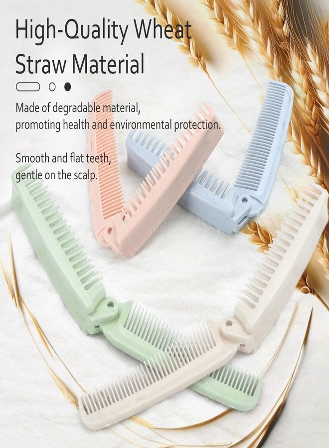 Kootinn 4 PCS Wheat Straw Foldable Hair & Makeup Comb: Portable, Eco-Friendly, For Men & Women - Perfect for Travel - Image 3