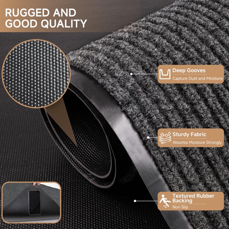 100pointONE Durable Front Door Mat, Heavy Duty Indoor Outdoor Doormat, 48â€ x 36â€ Low Profile Outdoor Mats for Home Entrance, Stain and Fade Resistant Shoe Scraper Mat, Ideal for High Traffic Area - Image 4