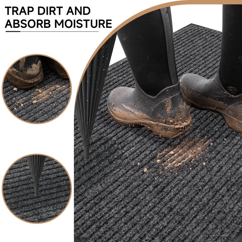 100pointONE Durable Front Door Mat, Heavy Duty Indoor Outdoor Doormat, 48â€ x 36â€ Low Profile Outdoor Mats for Home Entrance, Stain and Fade Resistant Shoe Scraper Mat, Ideal for High Traffic Area - Image 3