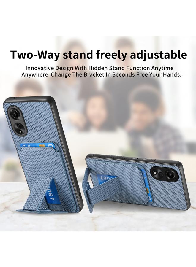 S-TOP Case For OPPO Reno6 Pro+ Carbon Fiber Card Bag Fold Stand Phone Case - Image 2