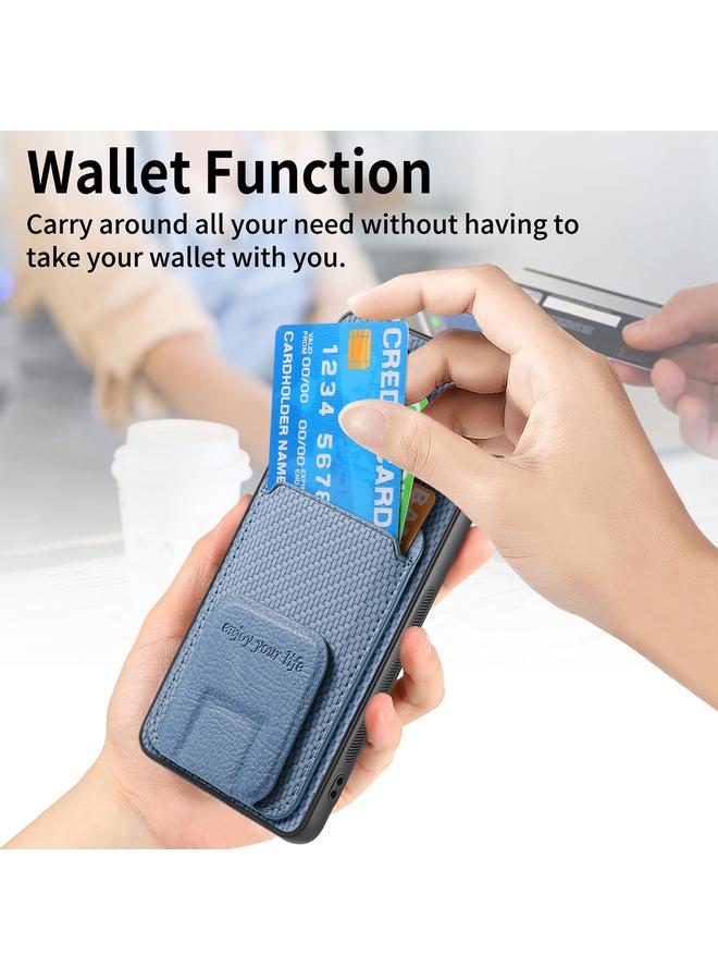 S-TOP Case For OPPO Reno6 Pro+ Carbon Fiber Card Bag Fold Stand Phone Case - Image 5