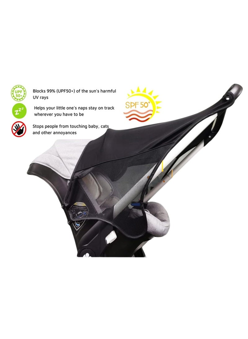 SYOSI Stroller Sun Shade for Doona Baby Car seat, Pram Sunshade Cover, UV Protection Cover Pushchairs Strollers Functional Sleep Aid Infant Buggy Carrycot, Universal Waterproof - Image 2