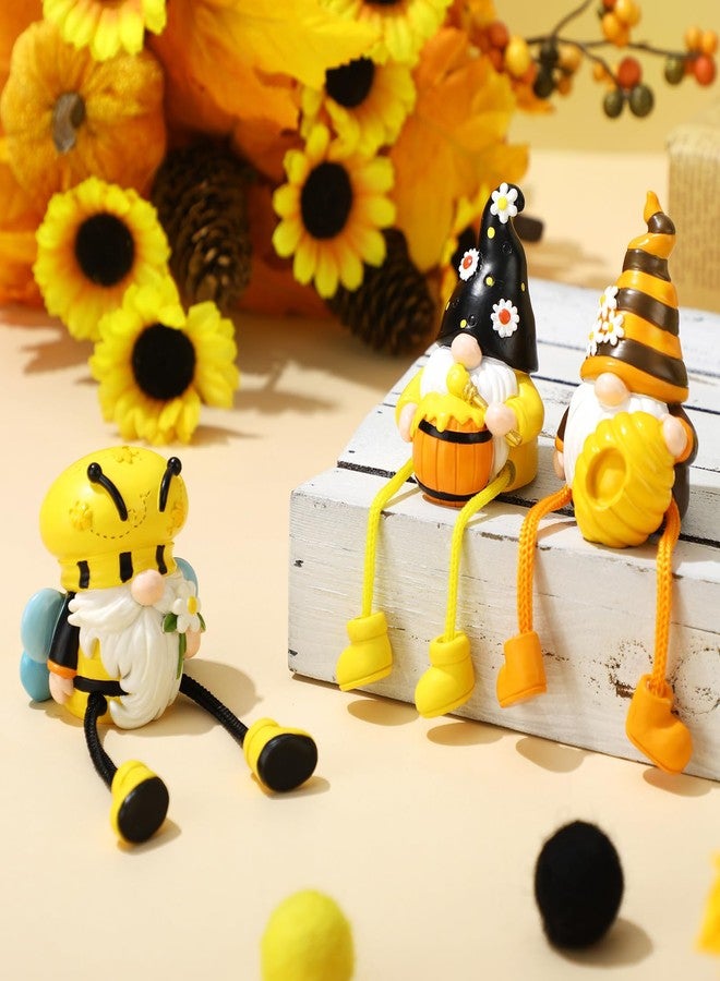 Anglechic 3 Pcs Bee Gnomes Decorations with Dangling Legs, Spring Honey Shelf Sitters, World Bee Day Decor Figurines for Home Kitchen Porch, Gifts for Mom Women - Image 1