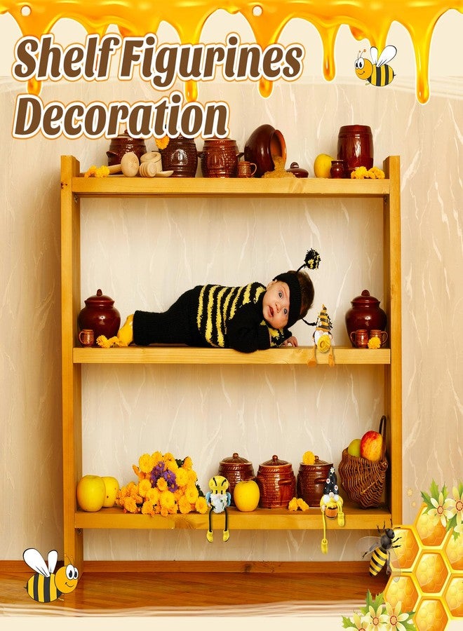 Anglechic 3 Pcs Bee Gnomes Decorations with Dangling Legs, Spring Honey Shelf Sitters, World Bee Day Decor Figurines for Home Kitchen Porch, Gifts for Mom Women - Image 4