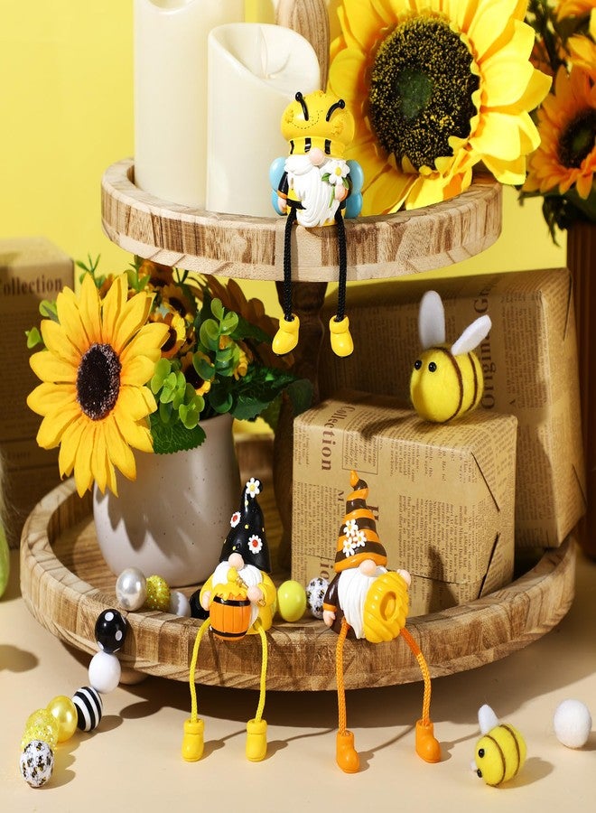 Anglechic 3 Pcs Bee Gnomes Decorations with Dangling Legs, Spring Honey Shelf Sitters, World Bee Day Decor Figurines for Home Kitchen Porch, Gifts for Mom Women - Image 3
