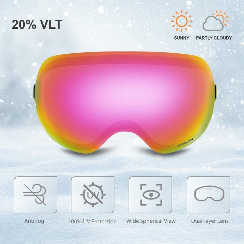 VANRORA X-Mag Ski Goggles Replacement Lens, Extra Snowboard Goggles Lens, Anti-Fog & 100% UV Protection - Image 2