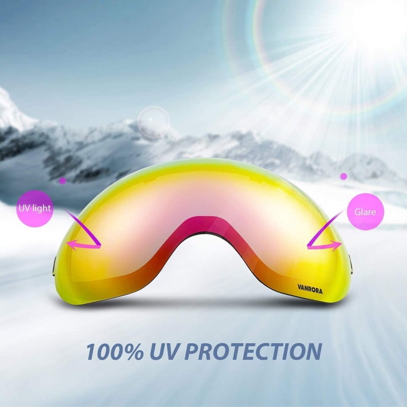 VANRORA X-Mag Ski Goggles Replacement Lens, Extra Snowboard Goggles Lens, Anti-Fog & 100% UV Protection - Image 5