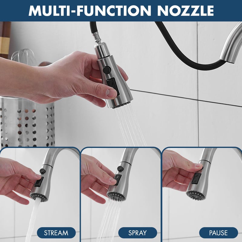 GIMILI Touchless Kitchen Faucet with Pull Down Sprayer Motion Sensor Hands-Free Smart Activated Brushed Nickel Sink Faucets - Image 5