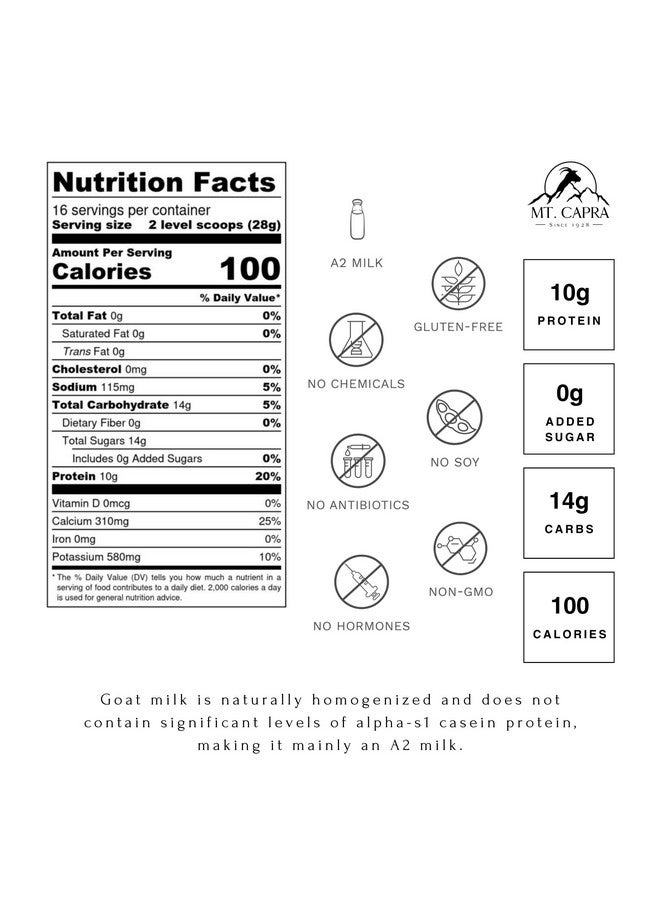 MT. CAPRA SINCE 1928 Capra Milk, Goat Milk Powder (Non-Fat Milk, non-GMO) - Image 2