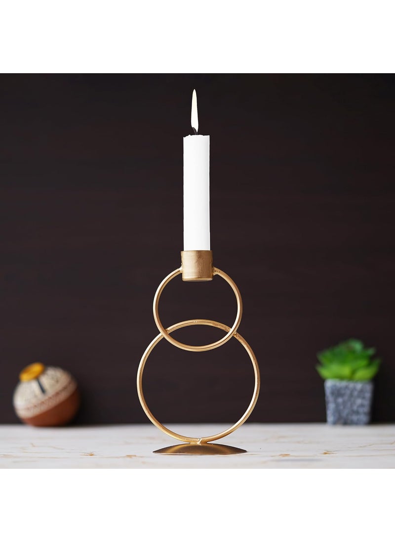 Webelkart Webelkart Premium Decorative Rings Candlestick Holder for Home and Dining Table Decor/Tealight Candle Holder for Home and Office Decor - (6.5 inches Gold) (Pack of 1)  - Image 1