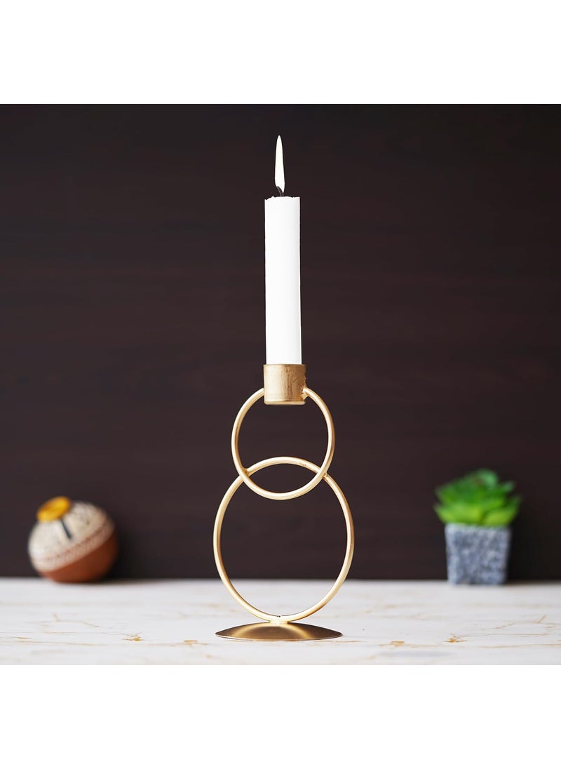 Webelkart Webelkart Premium Decorative Rings Candlestick Holder for Home and Dining Table Decor/Tealight Candle Holder for Home and Office Decor - (6.5 inches Gold) (Pack of 1)  - Image 2